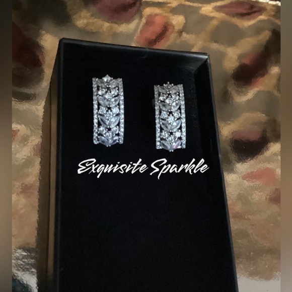 Cz Diamond Floral Post Back Drop Earrings - Picture 6 of 16